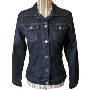 MOB Authentic Jean Jacket Small Dark Blue Denim Made in Brazil Cotton Silver